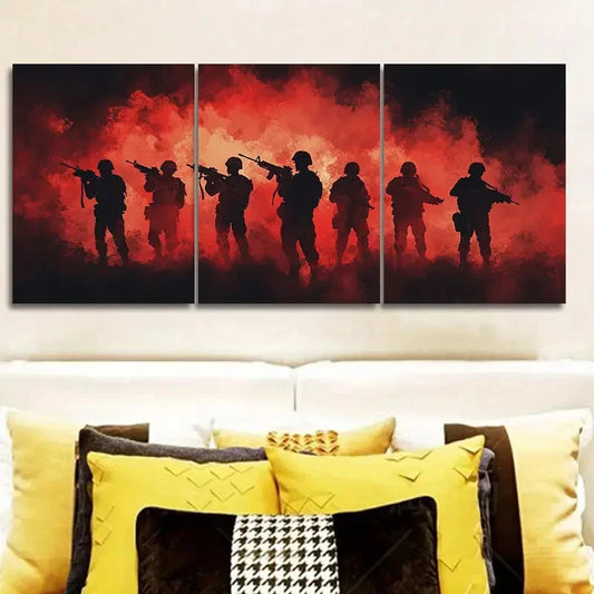 3pcs A group of soldiers standing in formation Wall Art Set Canvas Framed 40x60cm - High Quality Print 100% Australian Made Wall Canvas Ready to Hang