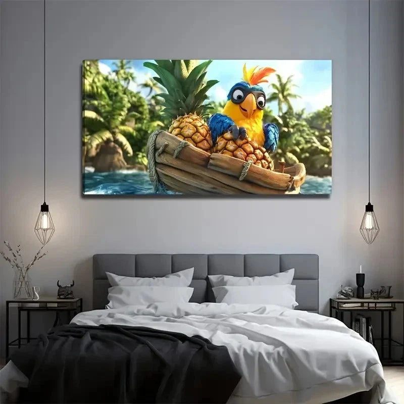 Parrot Delivering Perfect Wall Art Canvas Office Home Room Framed 80x45cm