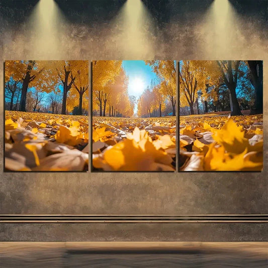 3pcs Vibrant Autumn Forest Nature Perfect Wall Art Set Canvas Framed 40x60cm - High Quality Print 100% Australian Made Wall Canvas Ready to Hang