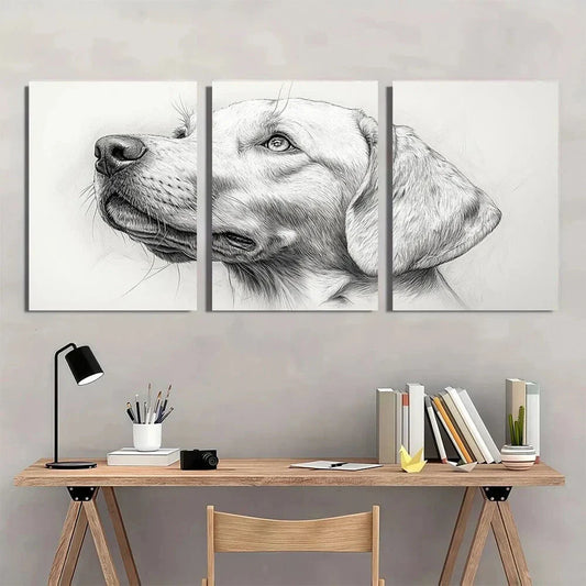 3pcs Adorable Playful Dog Line Puppy Metal Print Ready to Hang Art