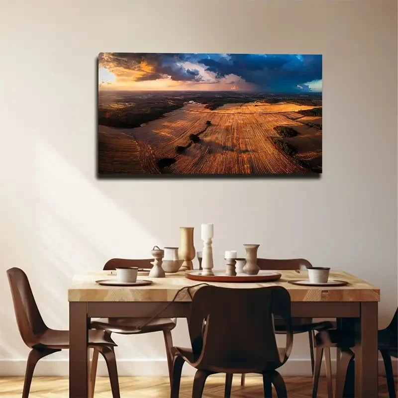 Wide Earth Dark Clouds Wall Art Canvas Office Home Room Framed 80x45cm