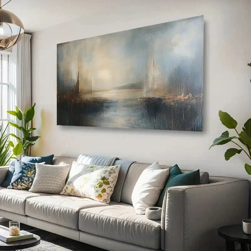 Abstract Coastal Landscape Wall Art Canvas Office Home Room Framed 120x60cm