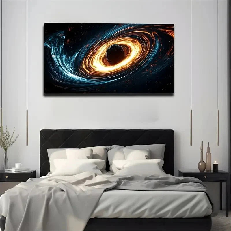 Abstract Black Sphere Modern Wall Art Canvas Office Home Room Framed 120x60cm