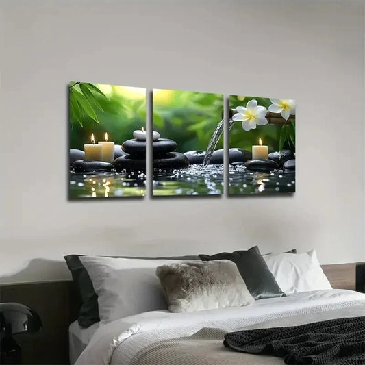 3pcs Green Plants Light Elegant Style Wall Art Set Canvas Framed 40x60cm - High Quality Print 100% Australian Made Wall Canvas Ready to Hang