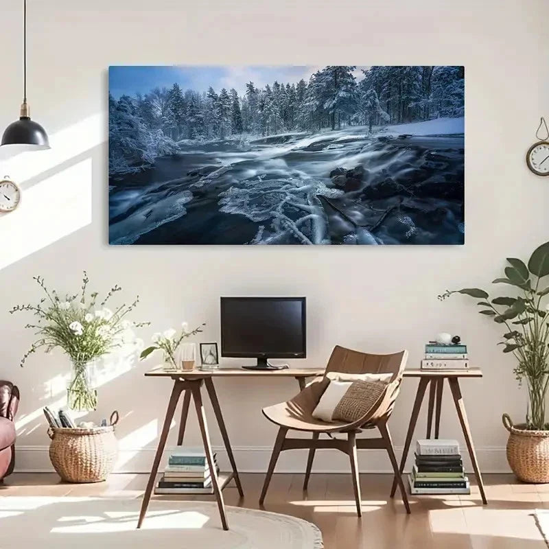 Ringerike Norway Water Flow Wall Art Canvas Office Home Room Framed 120x60cm