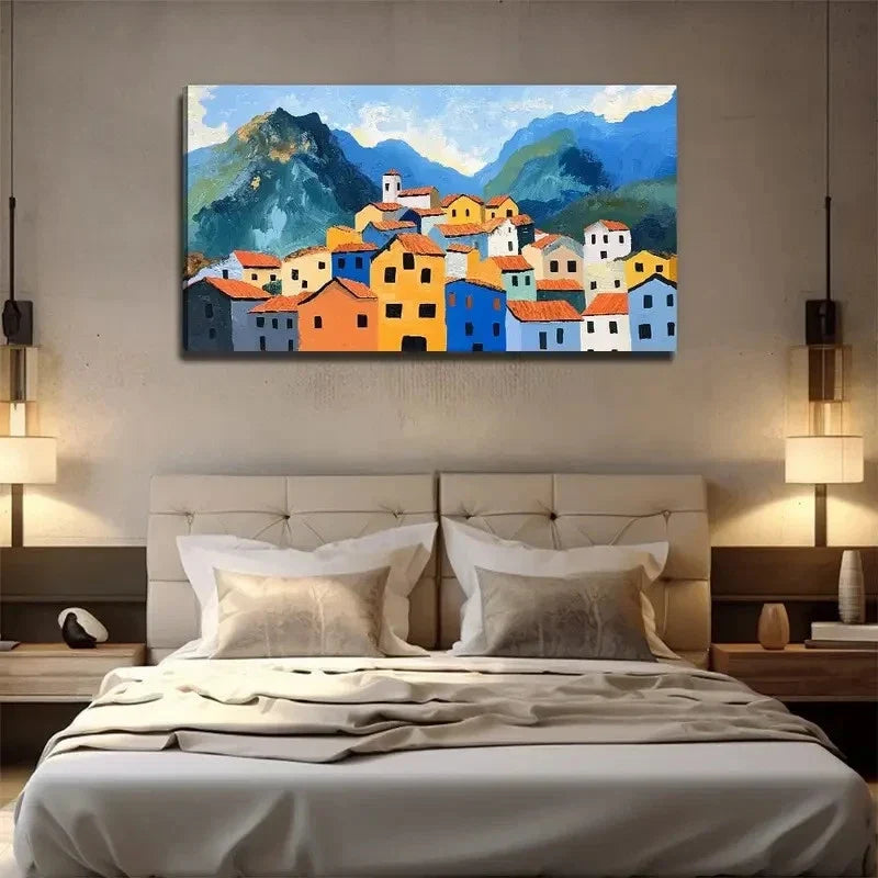 Scattered House Other Interior Wall Art Canvas Office Home Room Framed 120x60cm