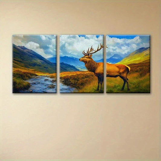 3pcs Scottish Highland River Natural Elegant Metal Print Ready to Hang Art