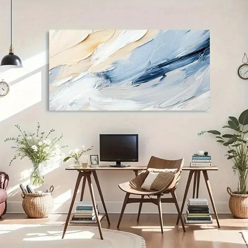 Floral Abstract Modern Deco Wall Art Canvas Office Home Room Framed 120x60cm