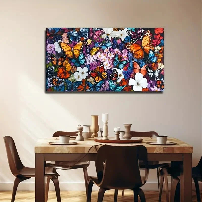 Variable Butterfly Suitable Wall Art Canvas Office Home Room Framed 120x60cm