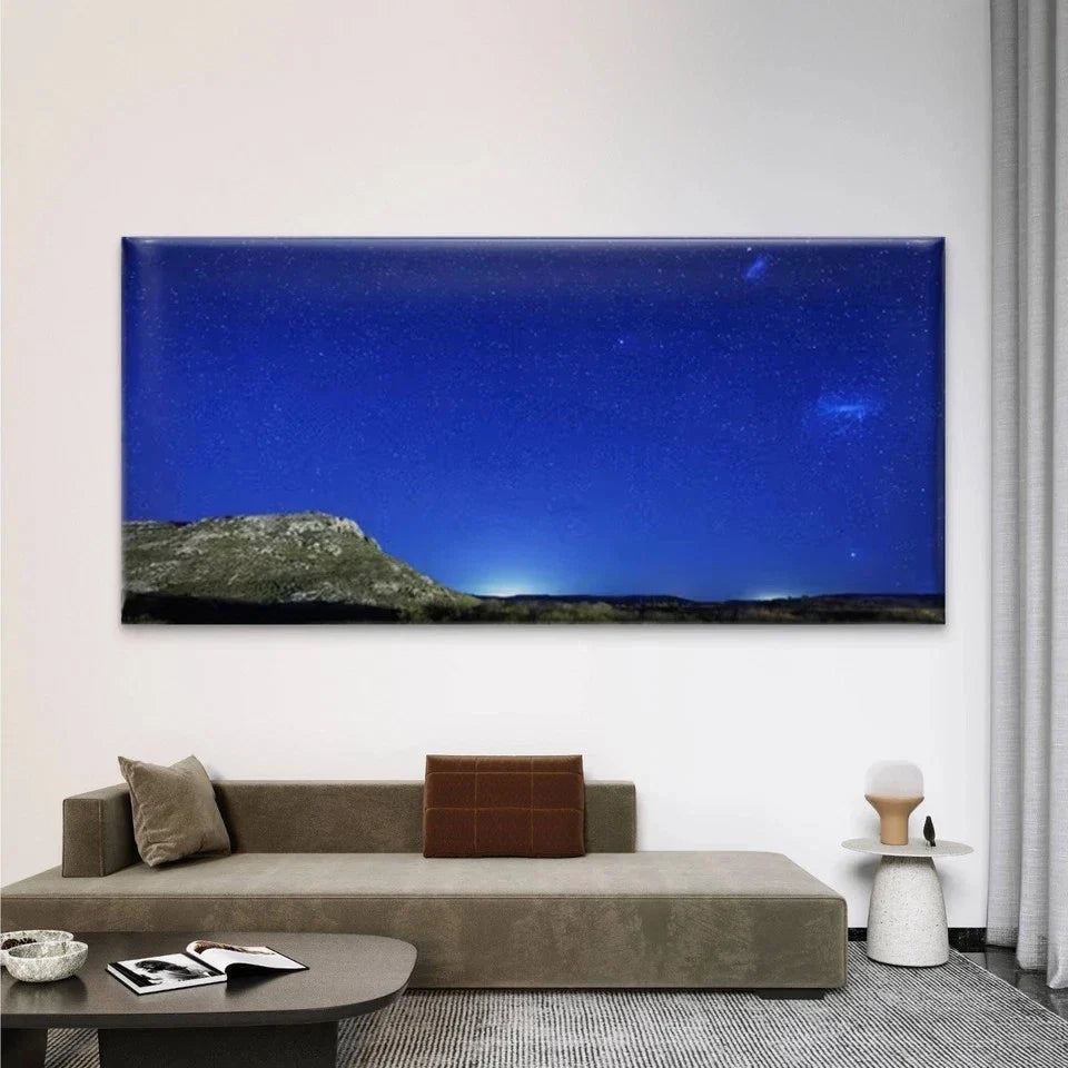 Starry Night Scene Wall Art Canvas Office Home Room Framed 80x45cm