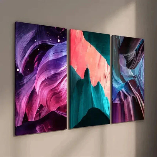 3pcs Abstract Colorful Mountain Scenery Wall Art Set Canvas Framed 40x60cm - High Quality Print 100% Australian Made Wall Canvas Ready to Hang