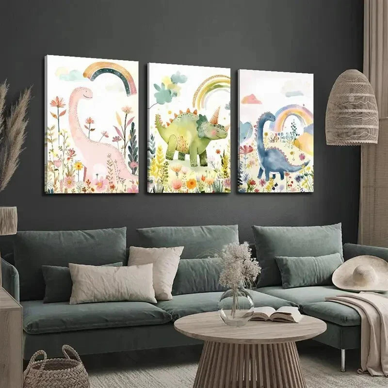 3pcsVibrant Rainbow, Botanical Flowers, Jungle Wall Art Set Canvas Framed 40x60cm - High Quality Print 100% Australian Made Wall Canvas Ready to Hang