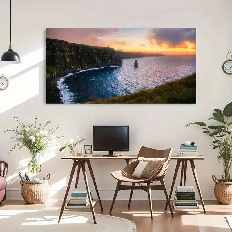 Rustic Modern Seaside Sea Décor Wall Art Canvas Office Home Room Framed 80x45cm