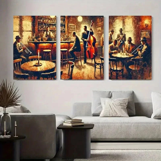3pcs Vintage Jazz Bar Classic Jazz Band Metal Print Ready to Hang Art