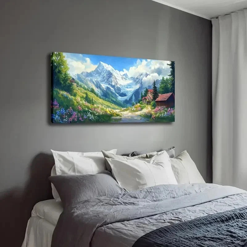 Rustic Cabin & Blooming Wild Wall Art Canvas Office Home Room Framed 120x60cm