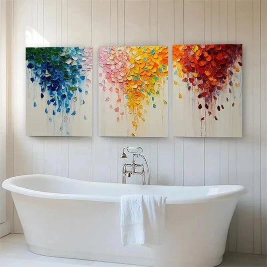 3pcs Vibrant Flower Petals Abstract Perfect Wall Art Set Canvas Framed 40x60cm - High Quality Print 100% Australian Made Wall Canvas Ready to Hang