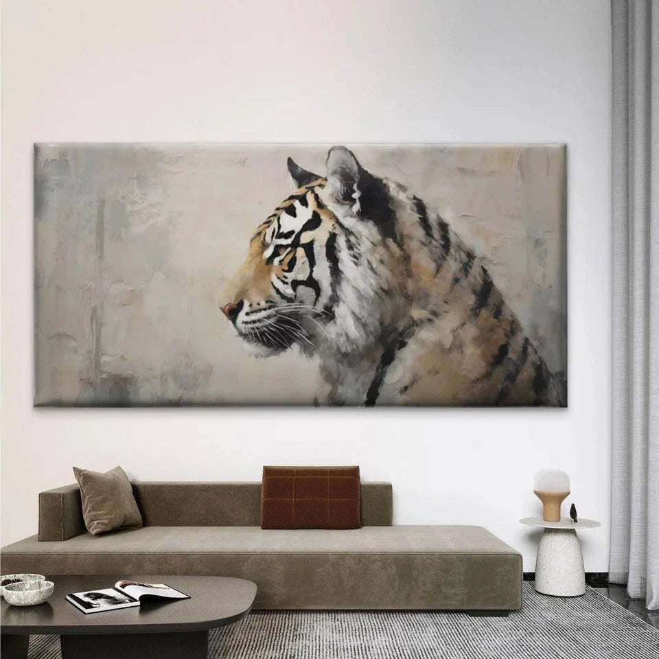 Realistic Majestic Tiger Wall Art Canvas Office Home Room Framed 80x45cm