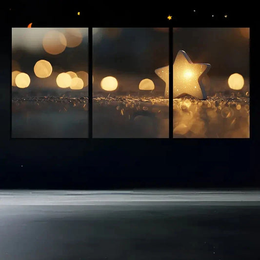 3pcs Beach Golden Stars Bubbles Metal Print Ready to Hang Art