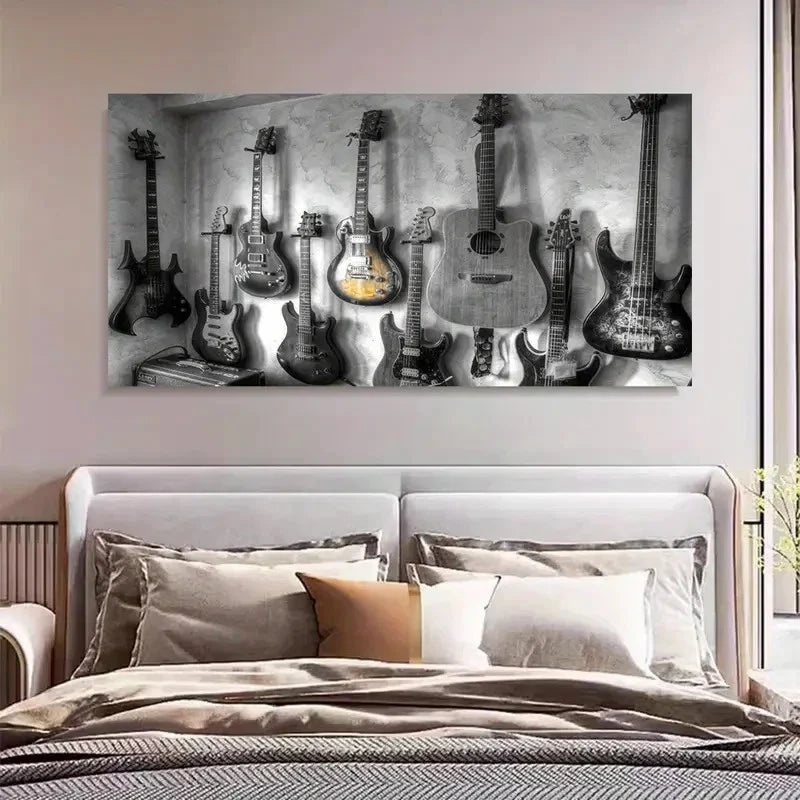 Classical Guitar Elegant Wall Art Canvas Office Home Room Framed 120x60cm
