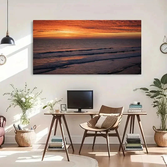Dawn Over Daytona Beach Decor Wall Art Canvas Office Home Room Framed 80x45cm