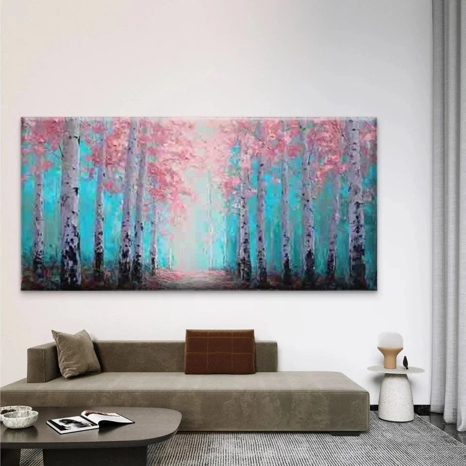 Charming Pink Tree Wall Art Canvas Office Home Room Framed 80x45cm