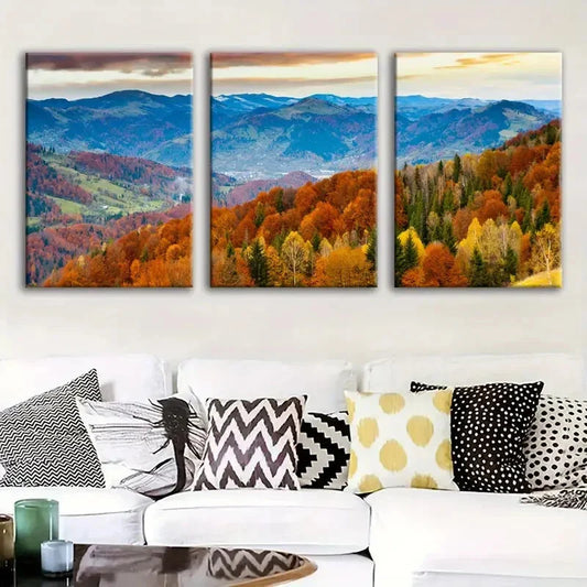 3pcs Fantasy Nature Valley Scene Colorful Trees Wall Art Set Canvas Framed 40x60cm - High Quality Print 100% Australian Made Wall Canvas Ready to Hang
