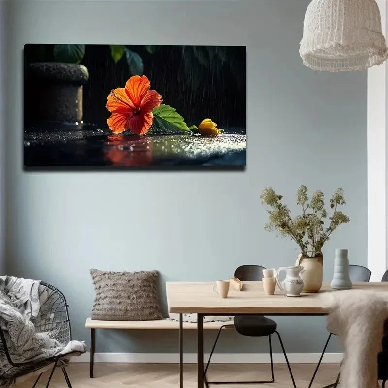 Modern Minimalist Hibiscus Wall Art Canvas Office Home Room Framed 120x60cm