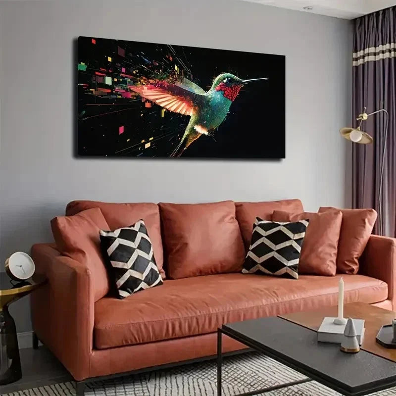 Hummingbird Vibrant Colorful Wall Art Canvas Office Home Room Framed 120x60cm