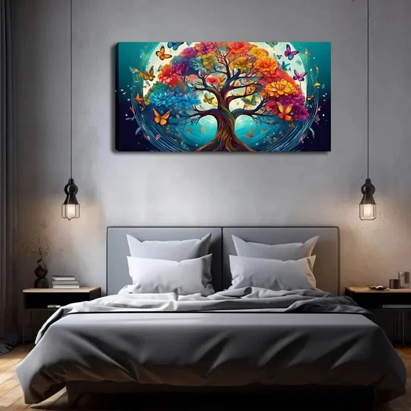 Colorful Nature-Inspired Tree Wall Art Canvas Office Home Room Framed 120x60cm