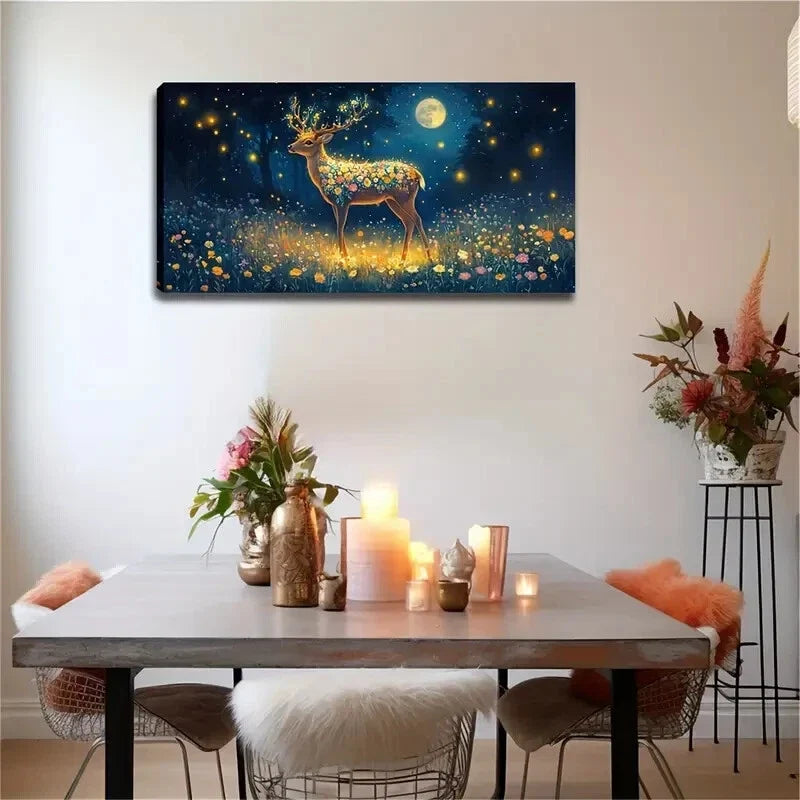 Antlers With Body Colorful Wall Art Canvas Office Home Room Framed 120x60cm
