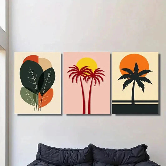 3pcs Modern Minimalist Vibrant Colors, Abstract Metal Print Ready to Hang Art