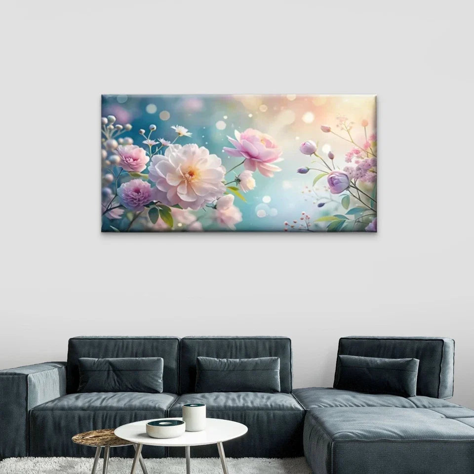 Beautiful Flowers Rose White Wall Art Canvas Office Home Room Framed 80x45cm