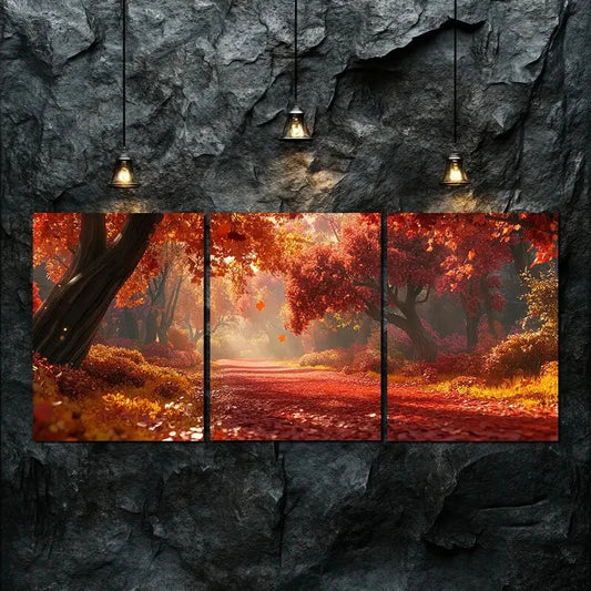 3pcs Autumn Scenery Red Beauty Relax Perfect Wall Art Set Canvas Framed 40x60cm - High Quality Print 100% Australian Made Wall Canvas Ready to Hang