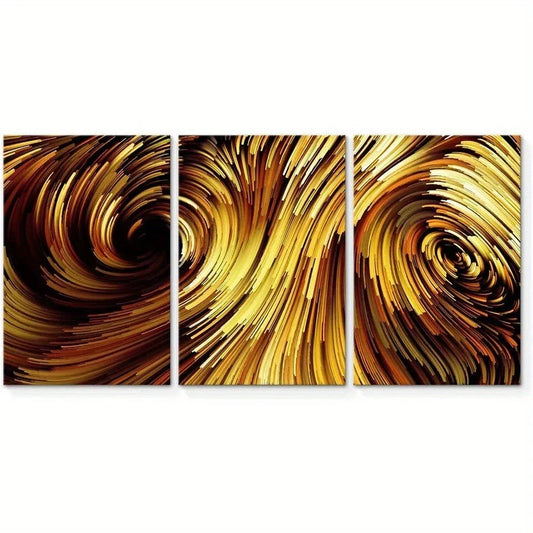 3pcs Gorgeous Petard Stunning Golden Metal Print Ready to Hang Art