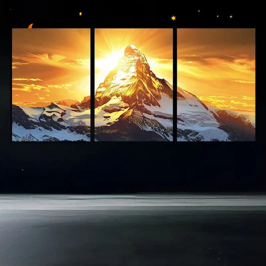 3pcs Xuefeng Mountain Sunset Metal Print Ready to Hang Art