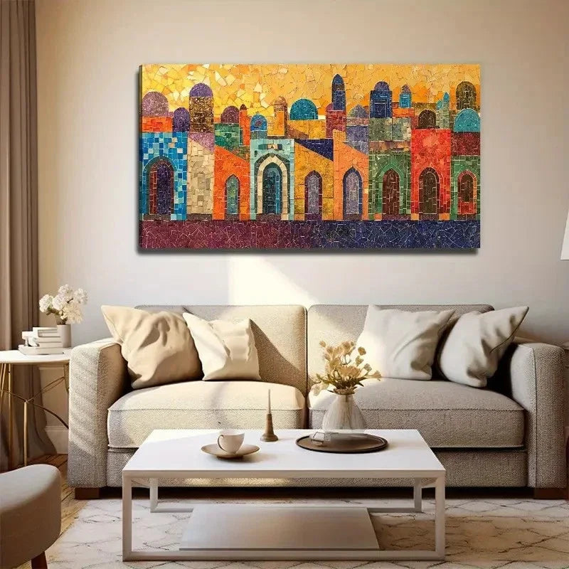 Modern Bohemian House Suitable Wall Art Canvas Office Home Room Framed 80x45cm