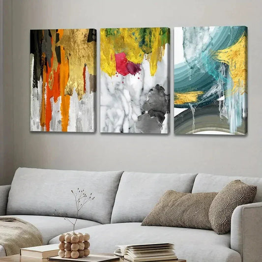 3pcs Cool Nordic Style Abstract Geometry Colors Wall Art Set Canvas Framed 40x60cm - High Quality Print 100% Australian Made Wall Canvas Ready to Hang