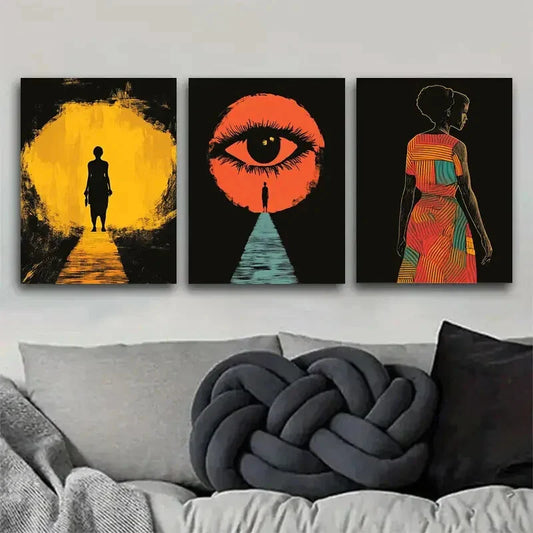 3pcs Black Modern Style Silhouettes Perfect Wall Art Set Canvas Framed 40x60cm - High Quality Print 100% Australian Made Wall Canvas Ready to Hang