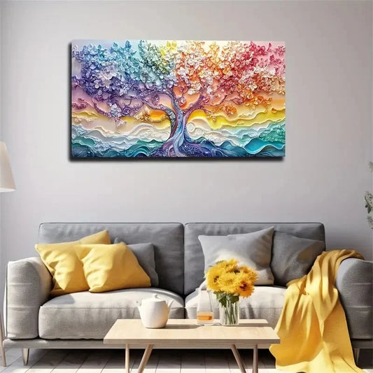 Rhinestone-Effect Trees Modern Wall Art Canvas Office Home Room Framed 80x45cm