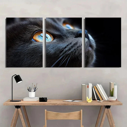 3pcs Blue Eyes Gorgeous Swirls Modern Metal Print Ready to Hang Art
