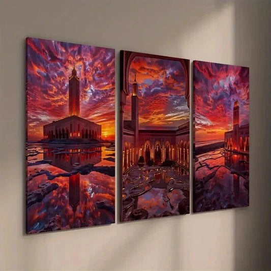 3pcs The Sunset Glow Reflections on The Water Wall Art Set Canvas Framed 40x60cm - High Quality Print 100% Australian Made Wall Canvas Ready to Hang