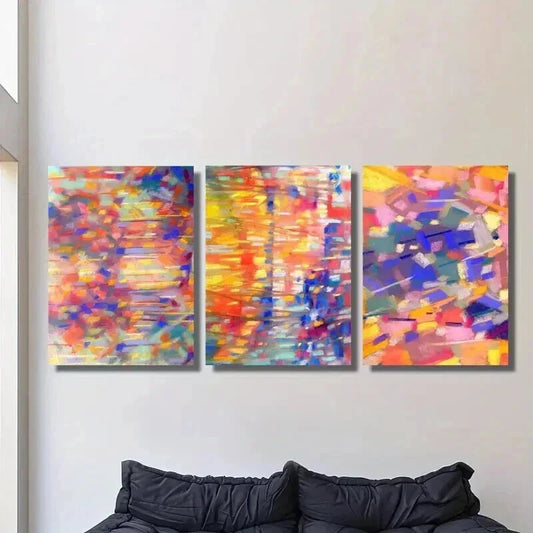 3pcs Abstract Colorful Texture Oil Painting Wall Art Set Canvas Framed 40x60cm - High Quality Print 100% Australian Made Wall Canvas Ready to Hang