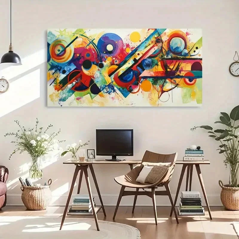 Bold Lines & Dynamic Shapes Wall Art Canvas Office Home Room Framed 120x60cm