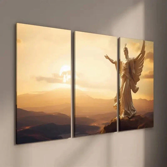 3pcs Sunsetting & Statue of Liberty Wall Art Set Canvas Framed 40x60cm - High Quality Print 100% Australian Made Wall Canvas Ready to Hang