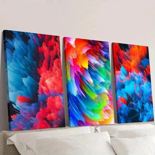 3pcs Colorful Smoke Explosion Decoration Wall Art Set Canvas Framed 40x60cm - High Quality Print 100% Australian Made Wall Canvas Ready to Hang