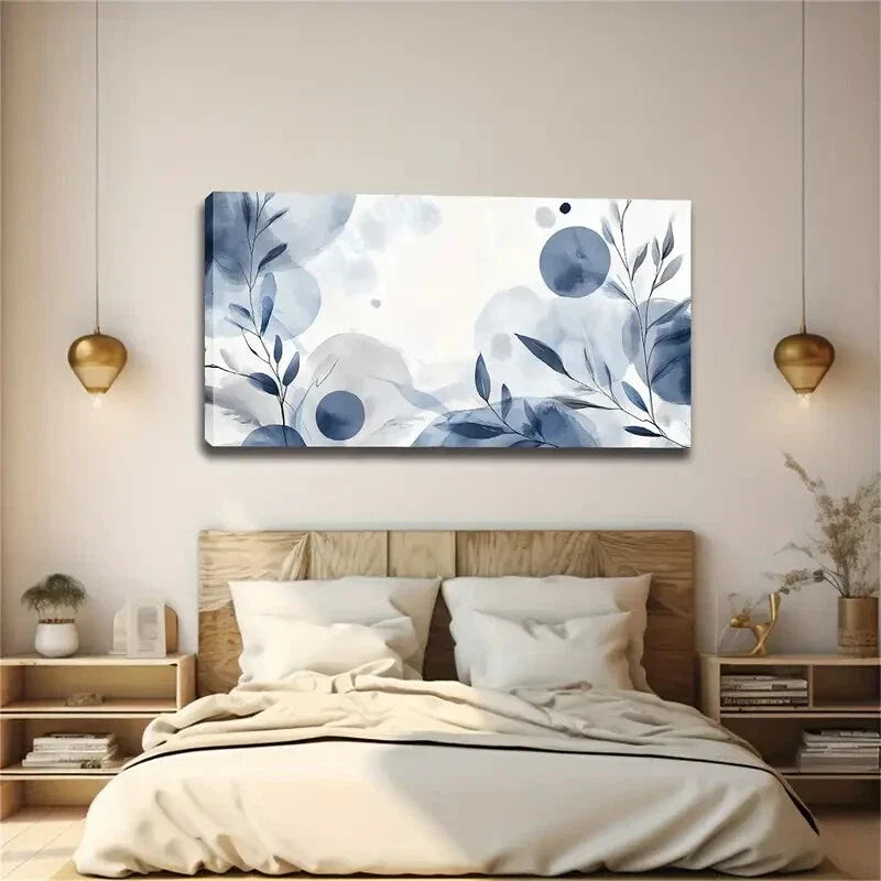 Light And Dark Blue Blocks Wall Art canvas office home room framed 120x60cm