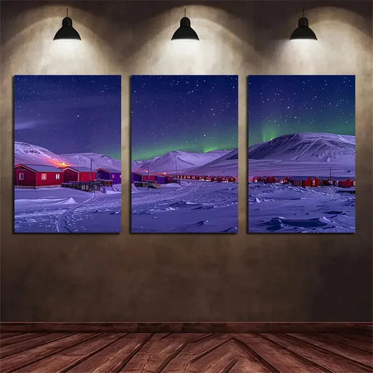 3pcs Aurora Borealis Northern Lights Metal Print Ready to Hang Art