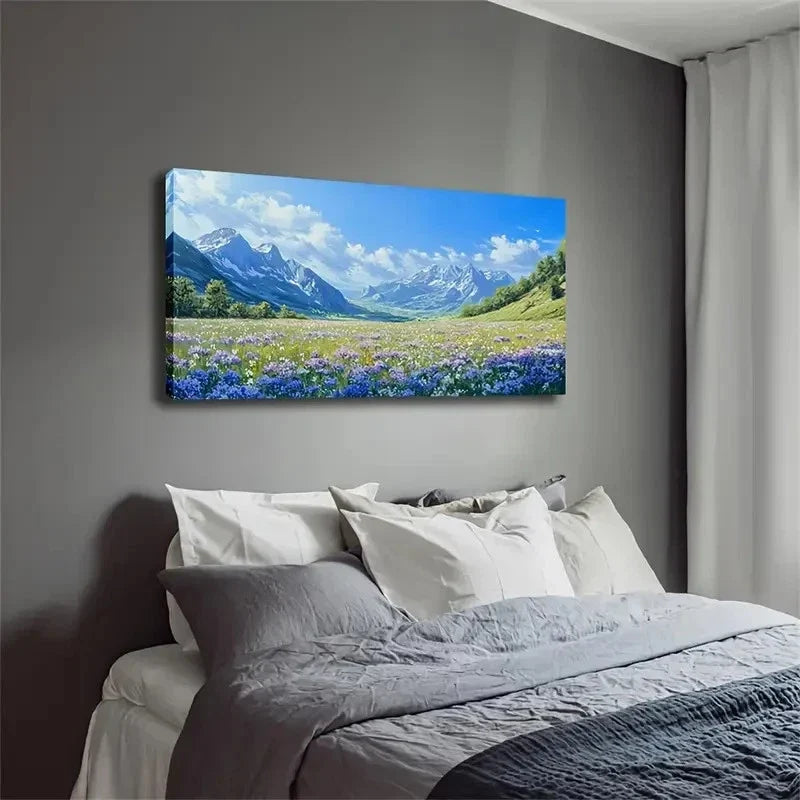 Spring Under The Mountains Wall Art Canvas Office Home Room Framed 120x60cm