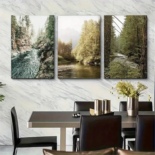 3pcs Nature Forest Modern Minimalist Metal Print Ready to Hang Art