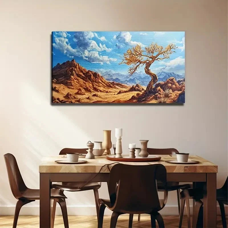 Desert Tree Suitable Deco Wall Art Canvas Office Home Room Framed 120x60cm